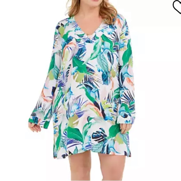 $109 La Blanca In the Moment tropical floral swim coverup. Lightweight. Sz Large - Picture 14 of 14